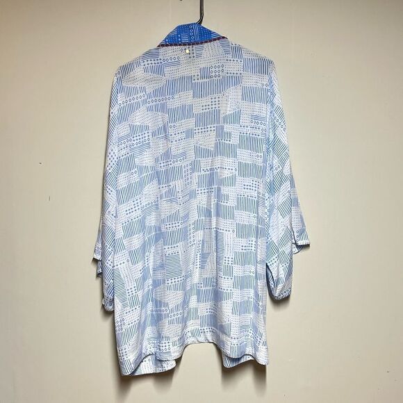 Dolce Vita blue white beaded swim kimono Cover up Sz M - Picture 6 of 9